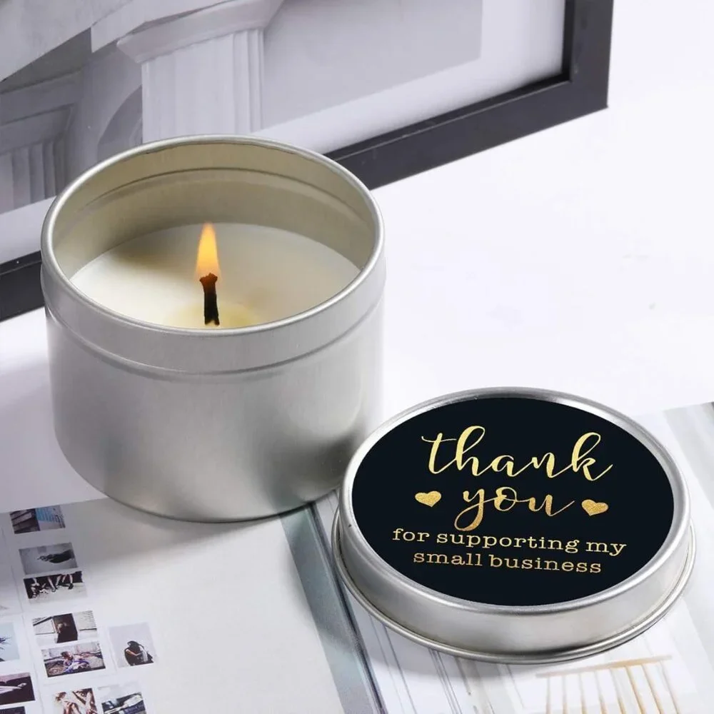 Thank You for Supporting Small Business Stickers, 1.5 inch, Black and Gold, 75 P